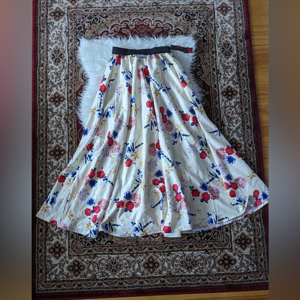 Satin Floral Maxi Skirt